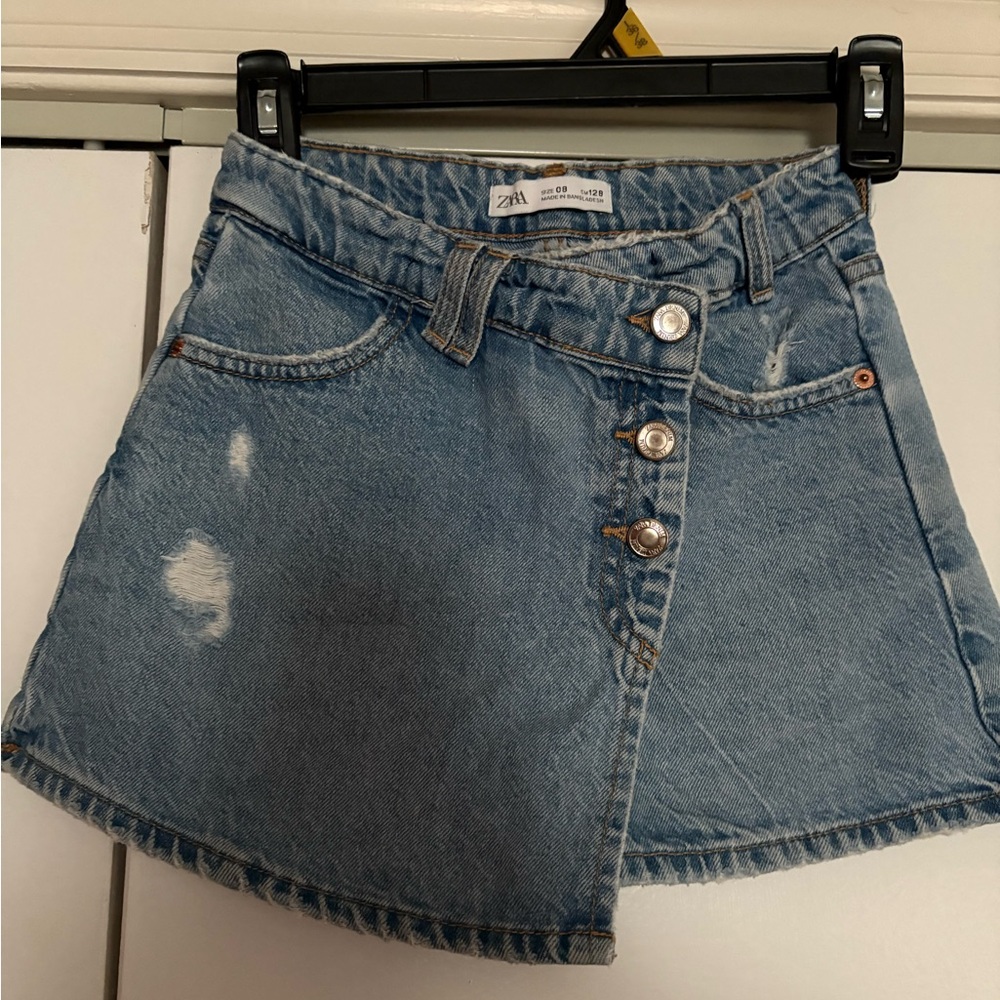 Zara Blue Denim Asymmetrical Skirt